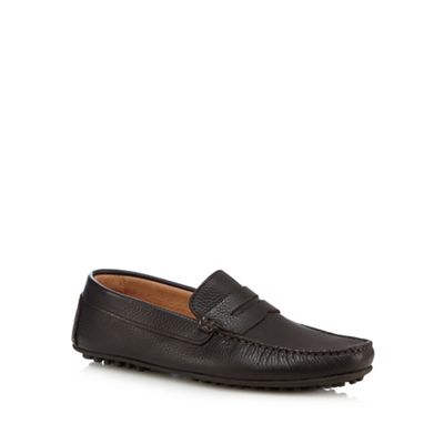 Dark brown leather slip-on shoes